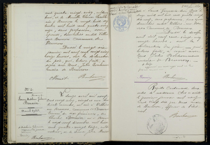 Beuvron : actes d'état civil.