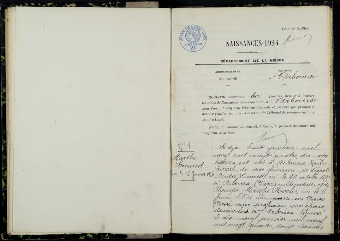 Arbouse : actes d'état civil.