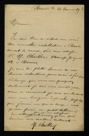 CHAILLOU (Narcisse), peintre (né en 1835) : 4 lettres, 1 carte postale illustrée.