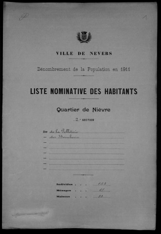 Nevers, Quartier de Nièvre, 2e section : recensement de 1911