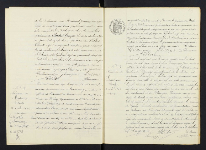 Montenoison : actes d'état civil.