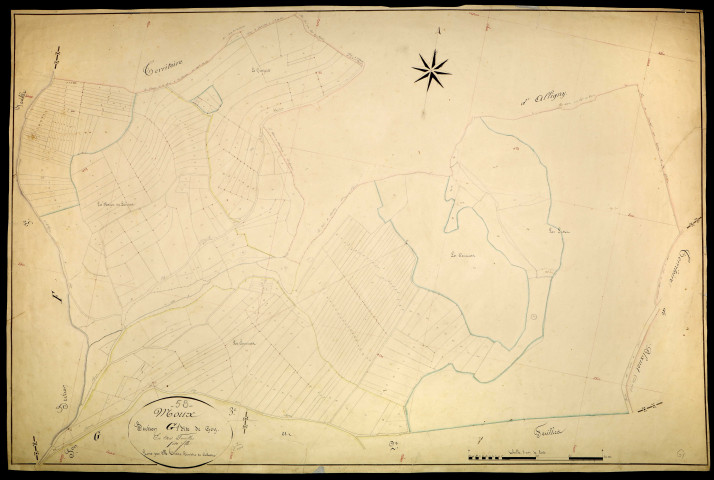 Moux-en-Morvan, cadastre ancien : plan parcellaire de la section G dite de Goix, feuille 1