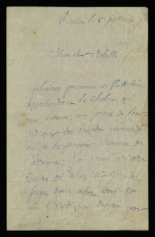 GORREL (Auguste), curé de Saint-Aubin-les-Forges (Nièvre) : 1 lettre.