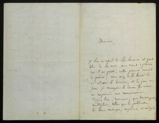GABOURD (Amédée), écrivain (1809-1867) : 2 lettres.