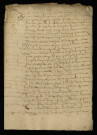Biens et droits. - Commanderies de Biches et de Mougues (commune de Parigny-les-Vaux), arpentage d'héritages : procès-verbal d'expertise du domaine de Biches (16 octobre 1653), procès-verbal de visite de Mougues (15 avril 1654).