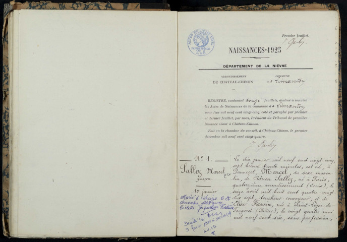 Limanton : actes d'état civil.