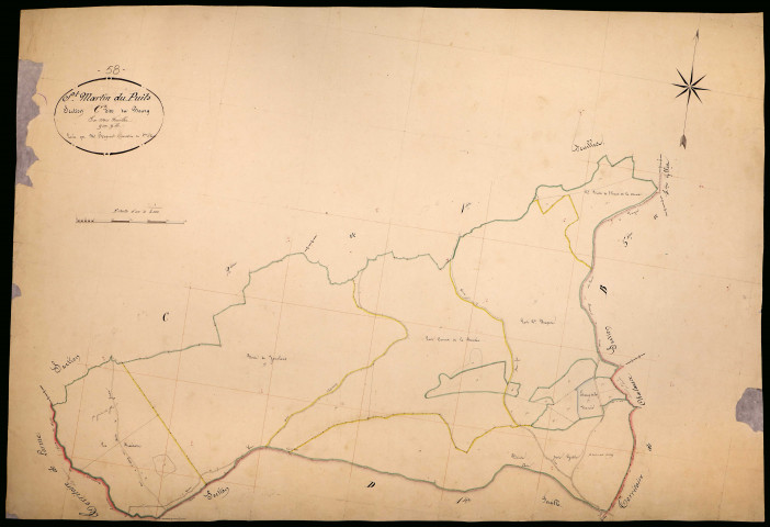 Saint-Martin-du-Puy, cadastre ancien : plan parcellaire de la section C dite du Bourg, feuille 3