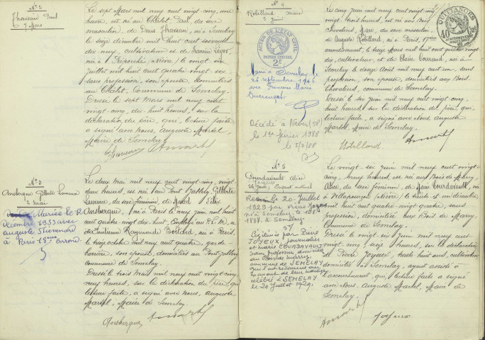 Sémelay : actes d'état civil.