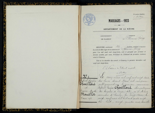 Chevannes-Changy : actes d'état civil.