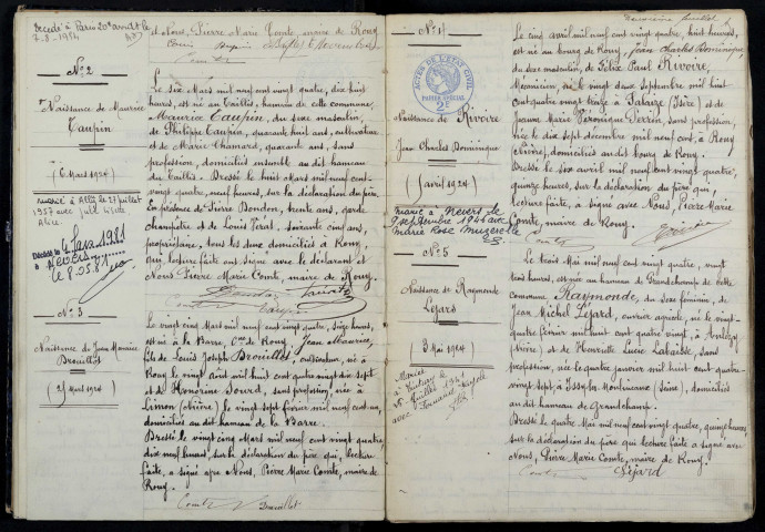 Rouy : actes d'état civil.