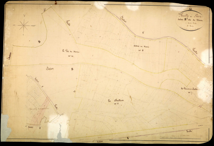 Pouilly-sur-Loire, cadastre ancien : plan parcellaire de la section B dite du Nozet, feuille 3