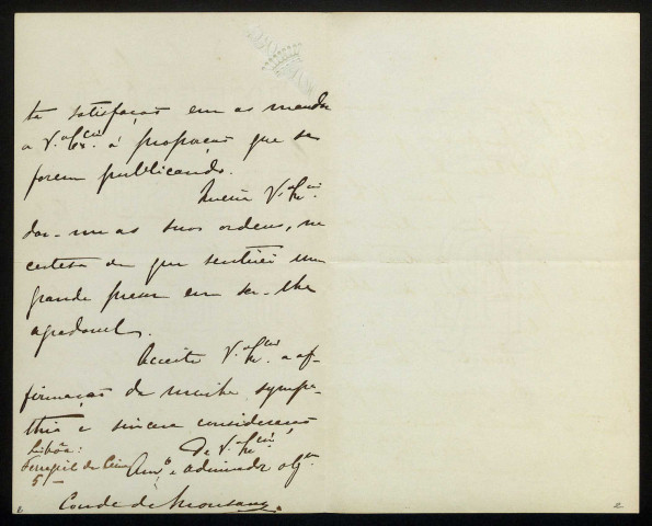 MONSARAZ (comte de), poète à Lisbonne (né en 1852) : 2 lettres.