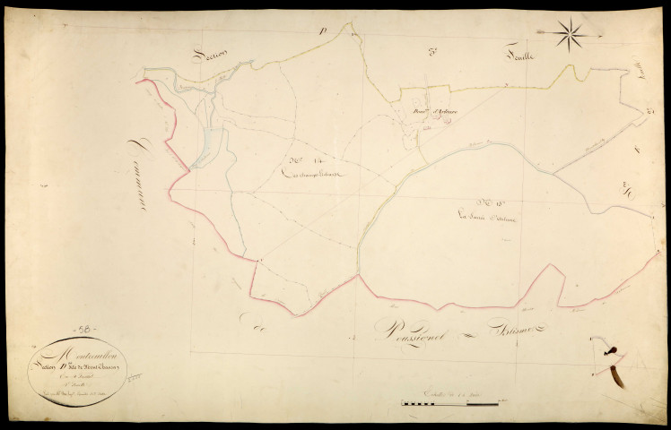 Montreuillon, cadastre ancien : plan parcellaire de la section D dite de Mont-Chanson, feuille 4