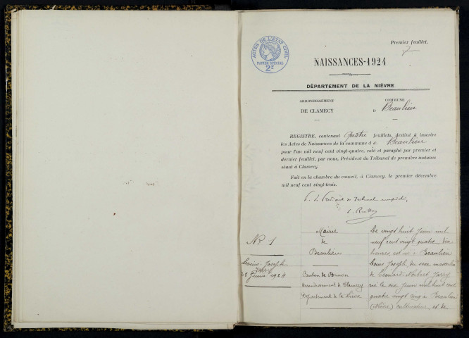 Beaulieu : actes d'état civil.