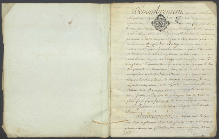 Dénombrement de la terre et seigneurie de Thurigny à Saint-Germain-des-Bois.