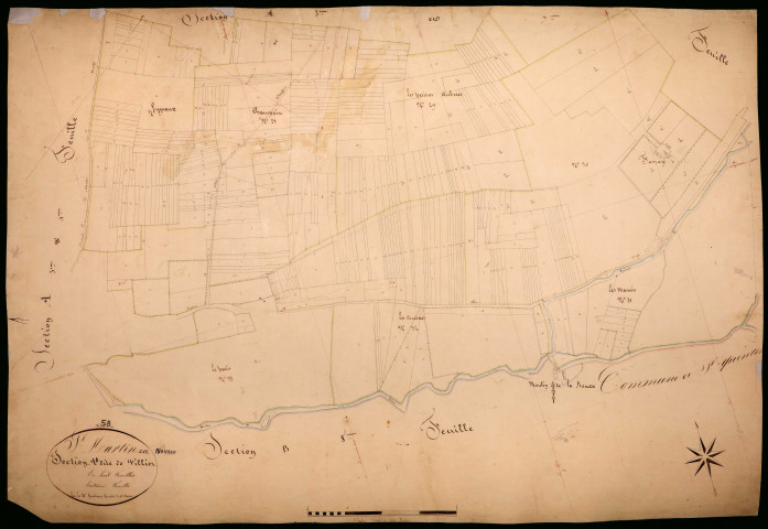 Saint-Martin-sur-Nohain, cadastre ancien : plan parcellaire de la section A dite de Villiers, feuille 8