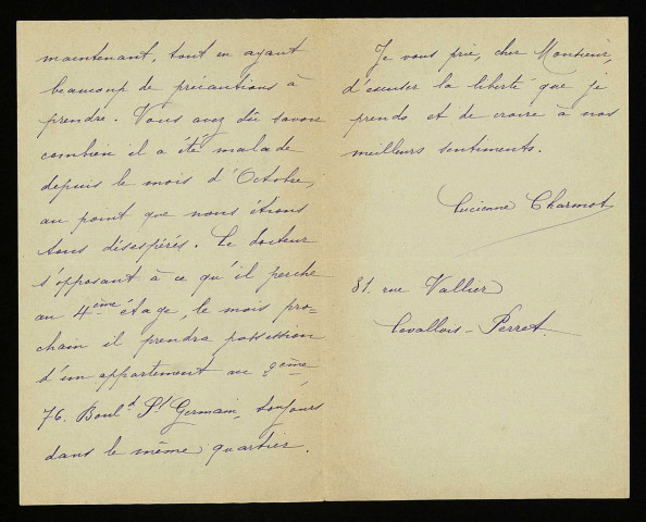CHARMOT (Lucienne), à Levallois-Perret (Hauts-de-Seine) : 5 lettres.