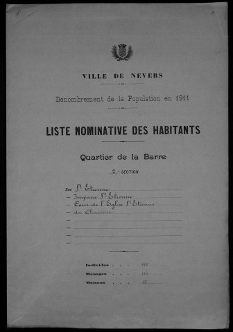 Nevers, Quartier de la Barre, 2e section : recensement de 1911