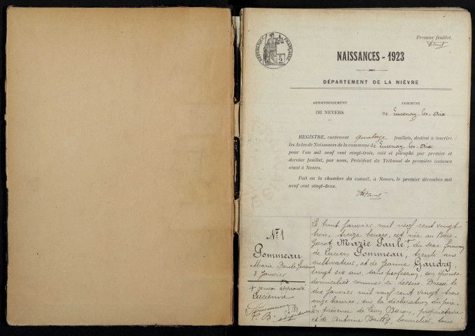 Lucenay-lès-Aix : actes d'état civil (naissances).