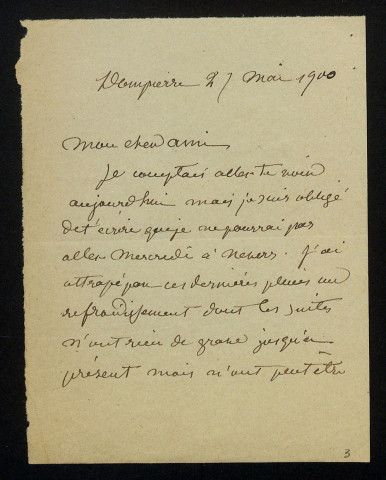 MONTEIGNIER Jules, peintre, maire de Dompierre-sur-Nièvre (Nièvre) (1836-1907) : 24 lettres.