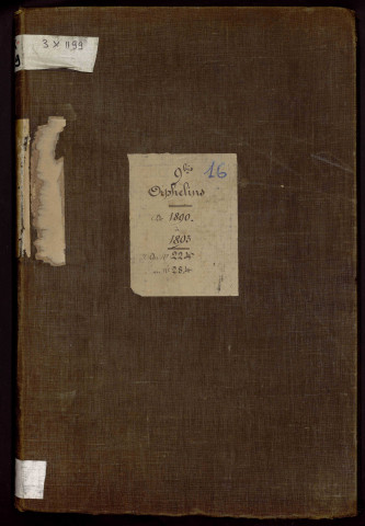 Orphelins pauvres, admission de 1890 à 1893 : registre matricule des n° 224 à 284.