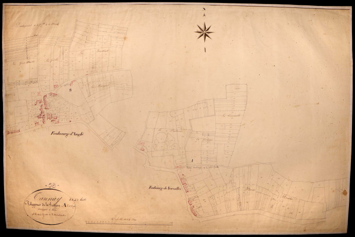 Tannay, cadastre ancien : plan parcellaire de la section A dite de Tanneau, feuilles 1 et 3, développement