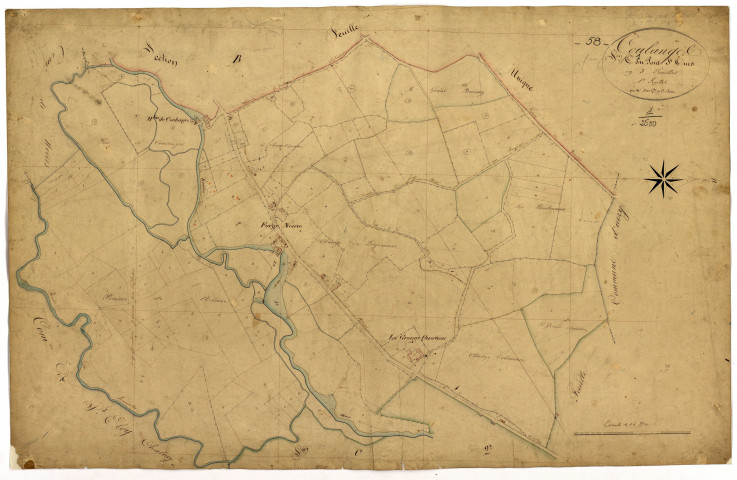 Coulanges-lès-Nevers, cadastre ancien : plan parcellaire de la section C dite du Pont Saint-Ours, feuille 1