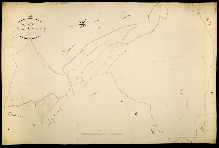 Oulon, cadastre ancien : plan parcellaire de la section A dite du Bourg, feuille 3