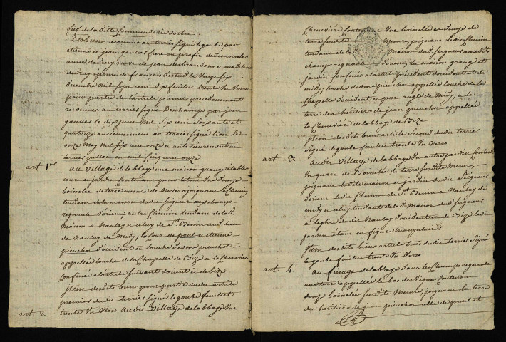 Bail à bordelage à Nolay, par la famille Gaulier au profit de la famille de Druy : reconnaissances extraites du terrier.