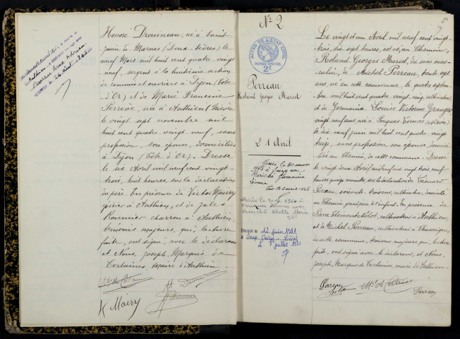 Anthien : actes d'état civil.