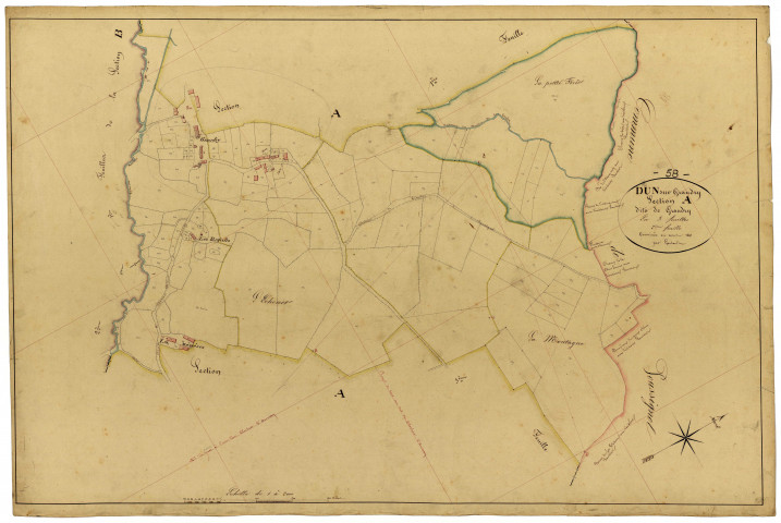 Dun-sur-Grandry, cadastre ancien : plan parcellaire de la section A dite de Grandry, feuille 2
