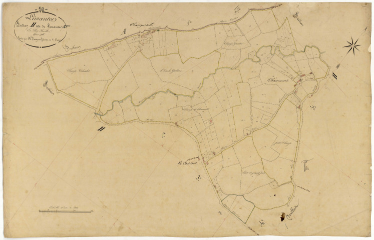 Limanton, cadastre ancien : plan parcellaire de la section H dite de Limanton, feuille 6