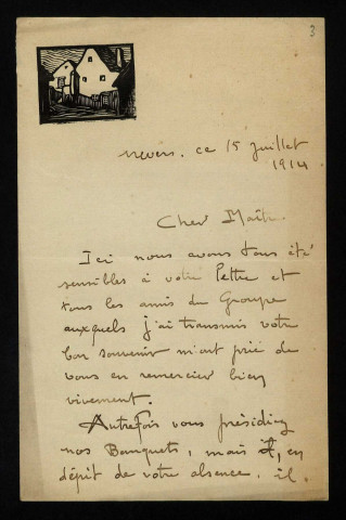 CHALANDRE (Fernand), peintre à Nevers (1879-1924) : 6 lettres.
