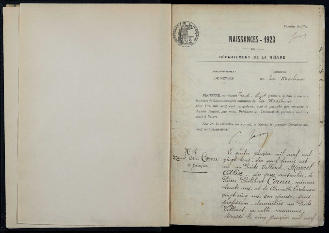 La Machine : actes d'état civil (naissances).