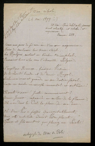 POLI DE SAINT-TROQUET (Oscar de), préfet, membre de l'Association des chevaliers pontificaux (1838-1908) : 34 lettres, manuscrit.