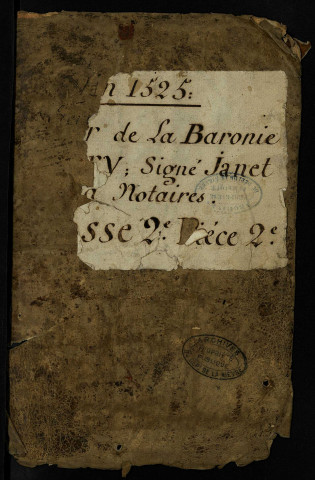 Terrier de la seigneurie de Vitry, pour Bénigne de Granson, tant en son nom qu'en qualité de baillistre de François dé Vienne, son fils, dressé par Antoine Jehannet et Benoît Picault, notaires en la chancellerie de Bourbon-Lancy, avec table nominative par lieux.