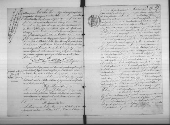 Montreuillon : actes d'état civil.