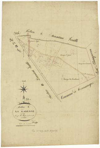 La Marche, cadastre ancien : plan parcellaire de la section C dite de la Garenne, feuille 3