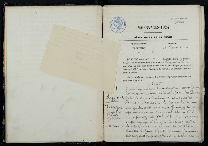Pougues-les-Eaux : actes d'état civil (naissances).