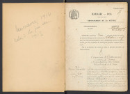 Châteauneuf-Val-de-Bargis : actes de mariages et décès (1914), actes d'état civil (1915-1922), table décennale.