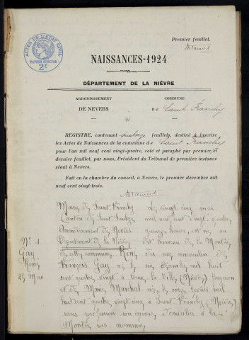 Saint-Franchy : actes d'état civil.