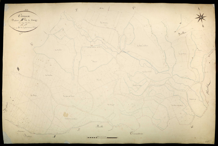 Ouroux-en-Morvan, cadastre ancien : plan parcellaire de la section H dite de Coeuzon, feuille 5