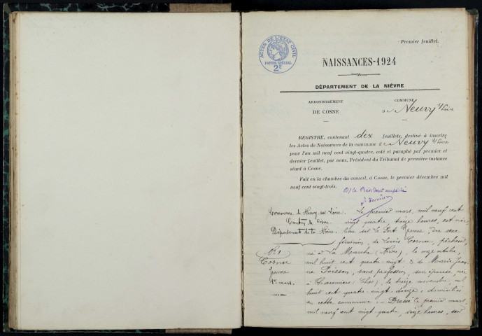 Neuvy-sur-Loire : actes d'état civil.