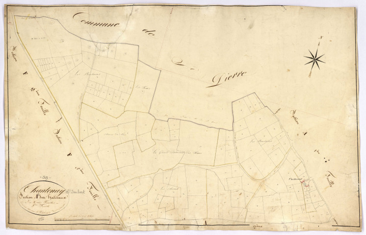Chantenay-Saint-Imbert, cadastre ancien : plan parcellaire de la section A dite des Hativaux, feuille 3