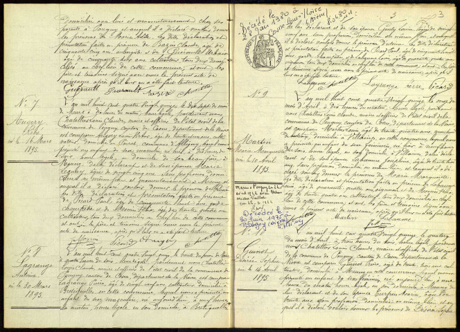 Pougny : actes d'état civil.