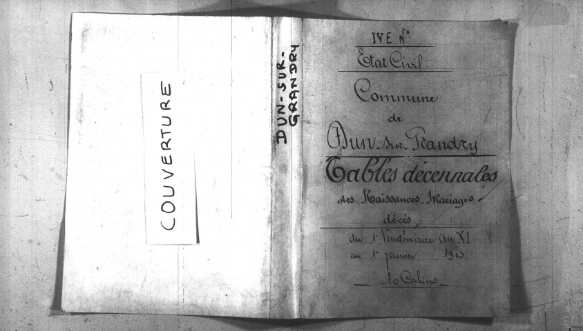 Dun-sur-Grandry : tables décennales.