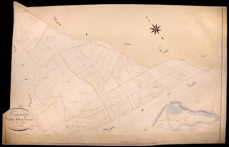 Tannay, cadastre ancien : plan parcellaire de la section A dite de Tanneau, feuille 3