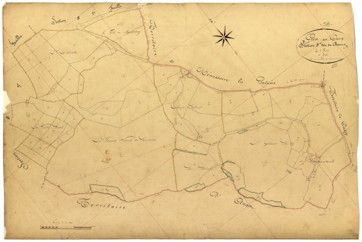 Gien-sur-Cure, cadastre ancien : plan parcellaire de la section B dite du Bourg, feuille 4