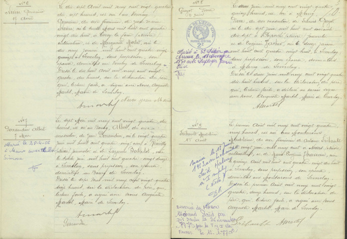 Sémelay : actes d'état civil.