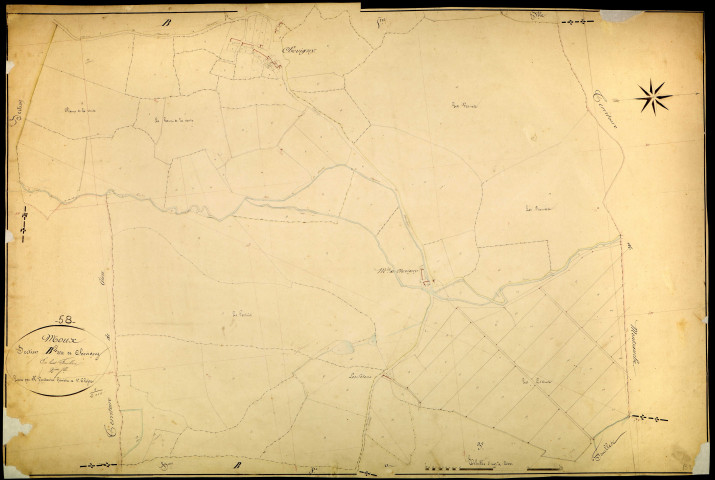 Moux-en-Morvan, cadastre ancien : plan parcellaire de la section B dite de Chevigny, feuille 2